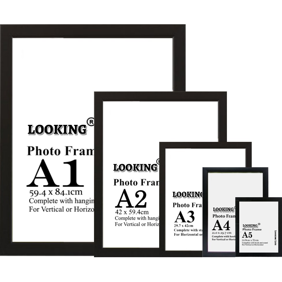 Ikea Flat A3 A4 Black Picture Frame Composite Wood with Shatterproof