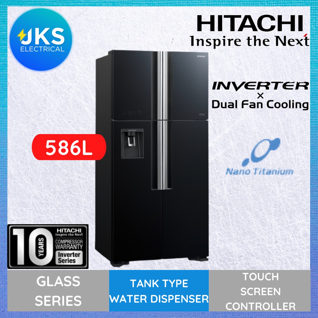 HITACHI 586L RW720P7M Fridge 4 Doors / Multi Doors INVERTER Glass Door with Water Dispenser