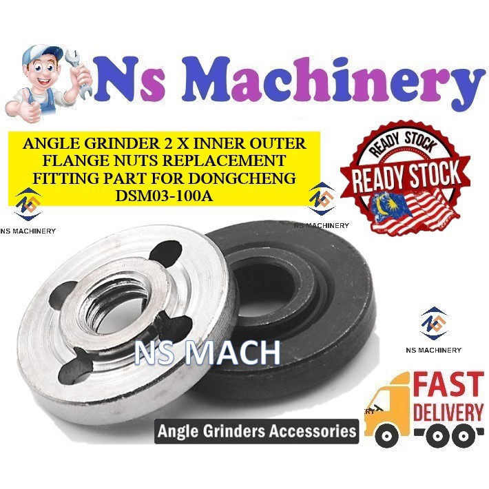 Angle Grinder 2x Inner Outer Flange Nuts Replacement Fitting Part For Dongcheng DSM03100A