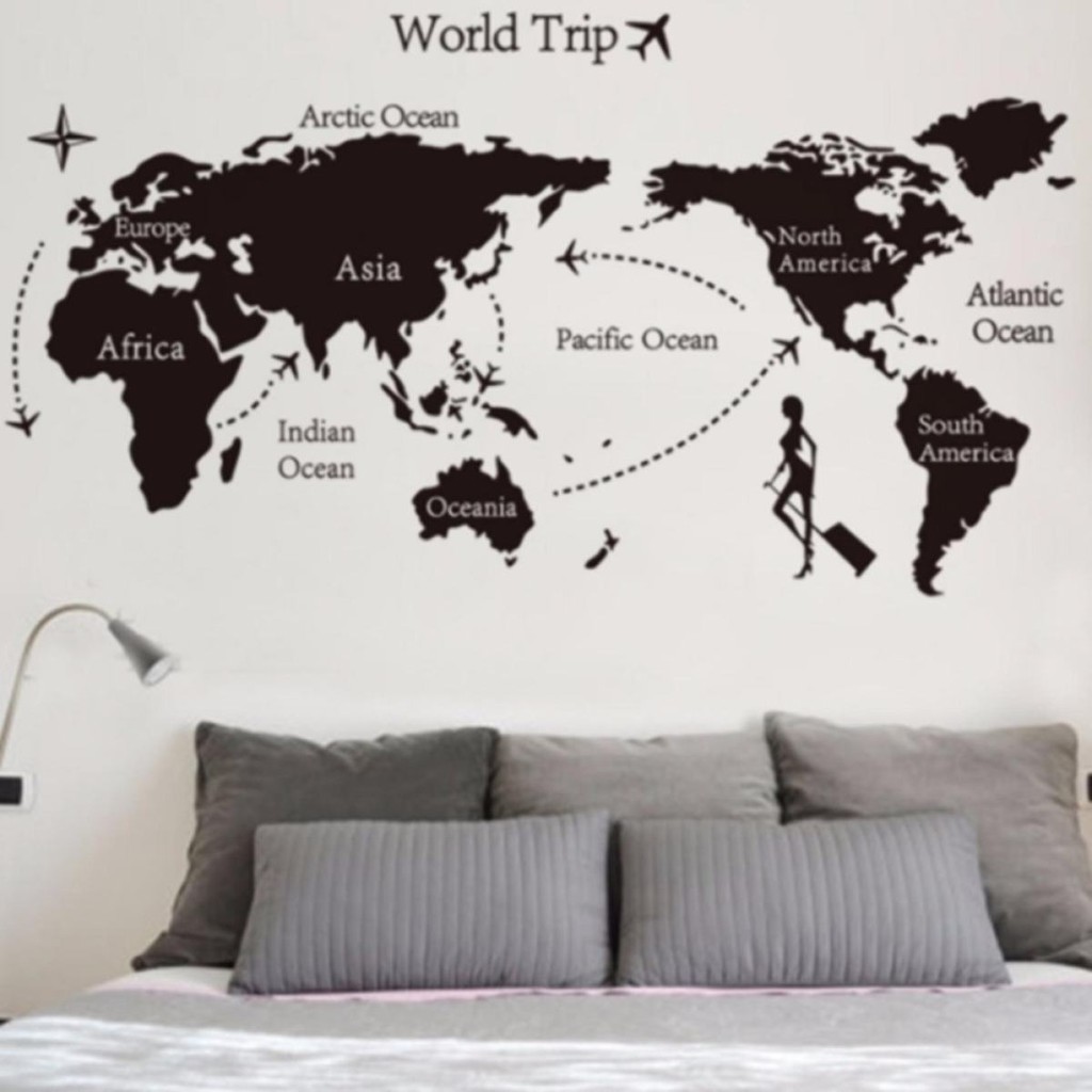 (MALAYSIAN SELLER) LARGE SIZE World Trip Map Motivation Wall Sticker