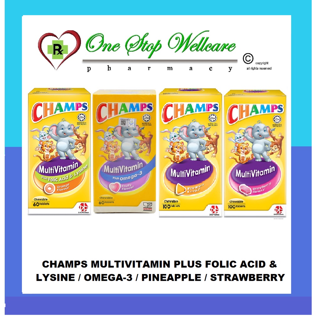 CHAMPS MULTIVITAMIN PLUS FOLIC ACID & LYSINE / OMEGA3 / PINEAPPLE