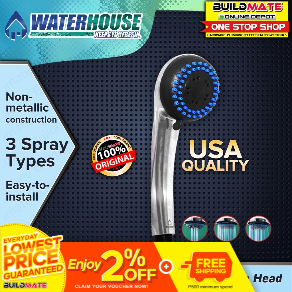 WATERHOUSE by POWERHOUSE ABS 3 Function Single Shower Head CHROME P102
