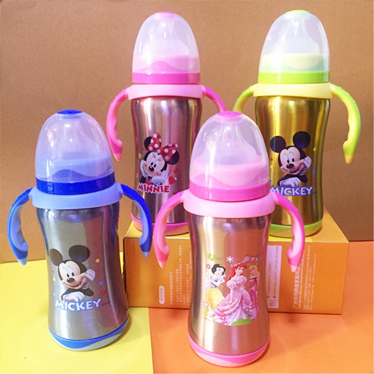 Baby Botol Susu Thermos Cartoon Mickey Stainless Steel Milk Feeding