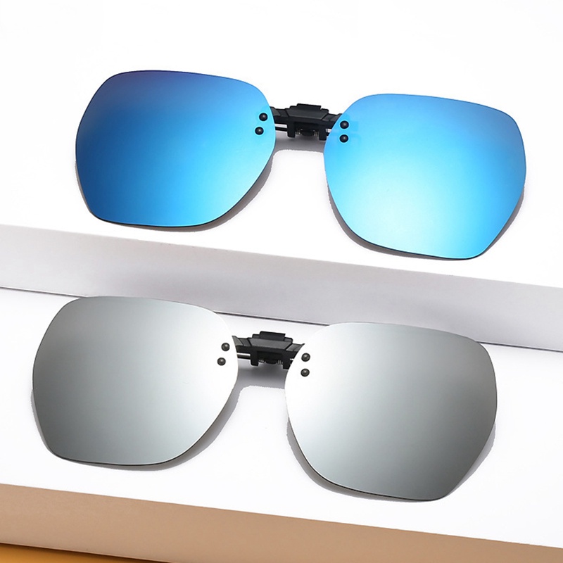 Large Polarized Clip On Sunglasses Flip Up Glasses Driving Fishing