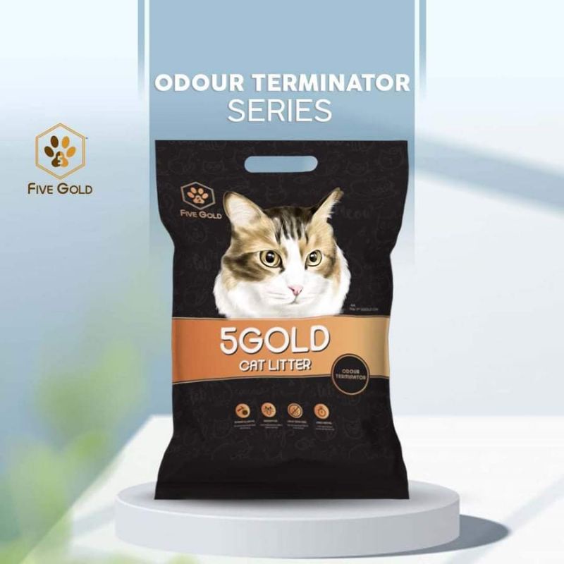 5 Gold Cat Litter Premium Edition Odour Terminator Scentless Pasir