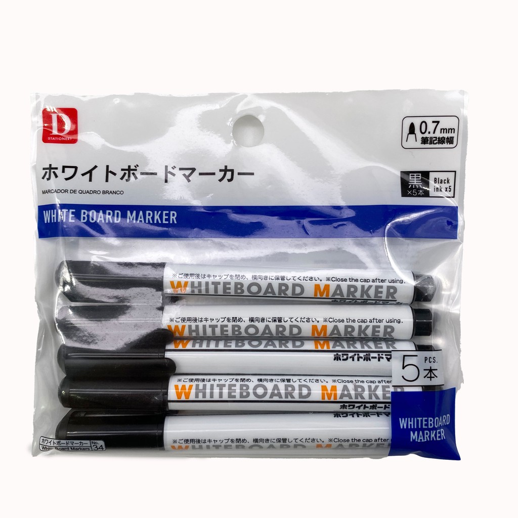 DAISO Whiteboard Marker Black (5 Pcs) Shopee Malaysia