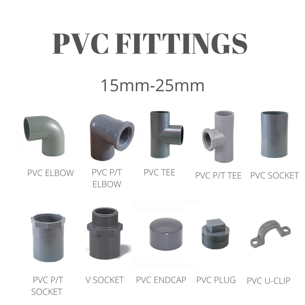 PVCFITTINGSPVCSOCKET/PVCELBOW/PVCTEE/PVCUCLIP/PVCVSOCKET/15MM/20MM/25MM Shopee Malaysia