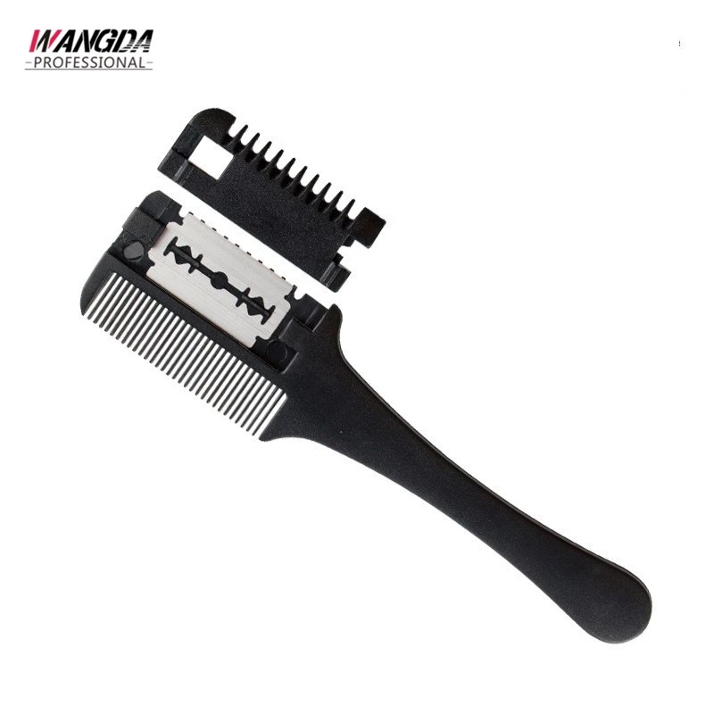 1 piece hair cutting comb black handle trimming hair brush with razor