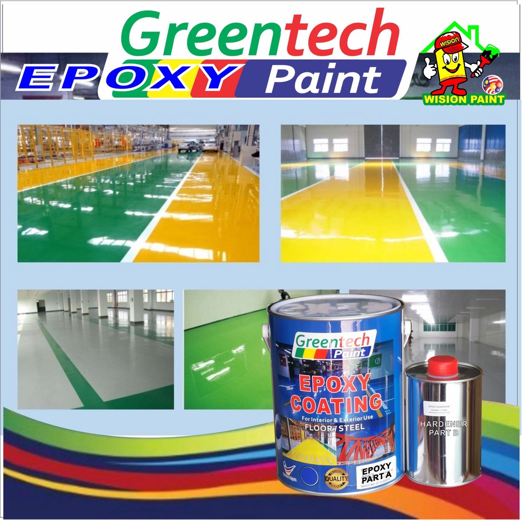 5L Epoxy paint ( GREENTECH PAINT ) Cat Lantai ( 4Liter+ 1Liter Hardener