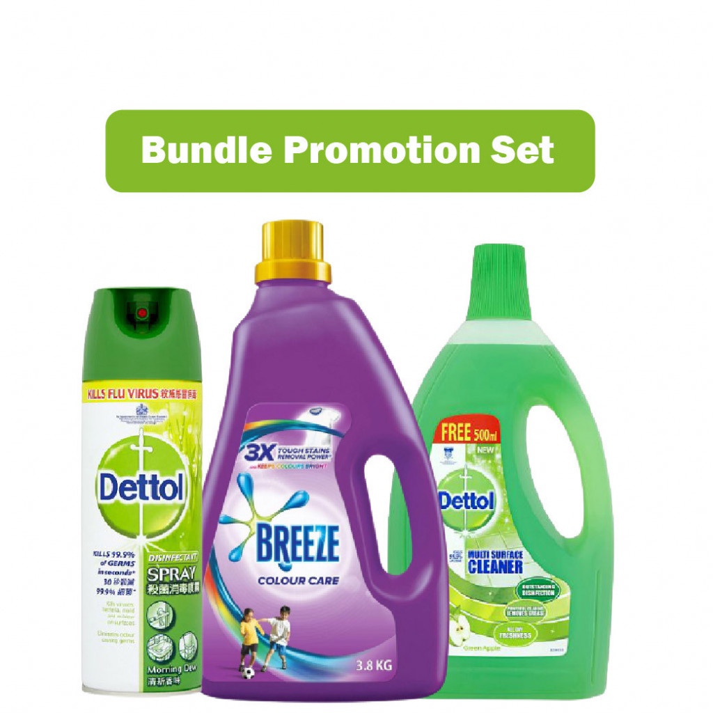 Breeze Color Care 3.8kg + Dettol Disinfectant Spray 470g + Dettol Multi