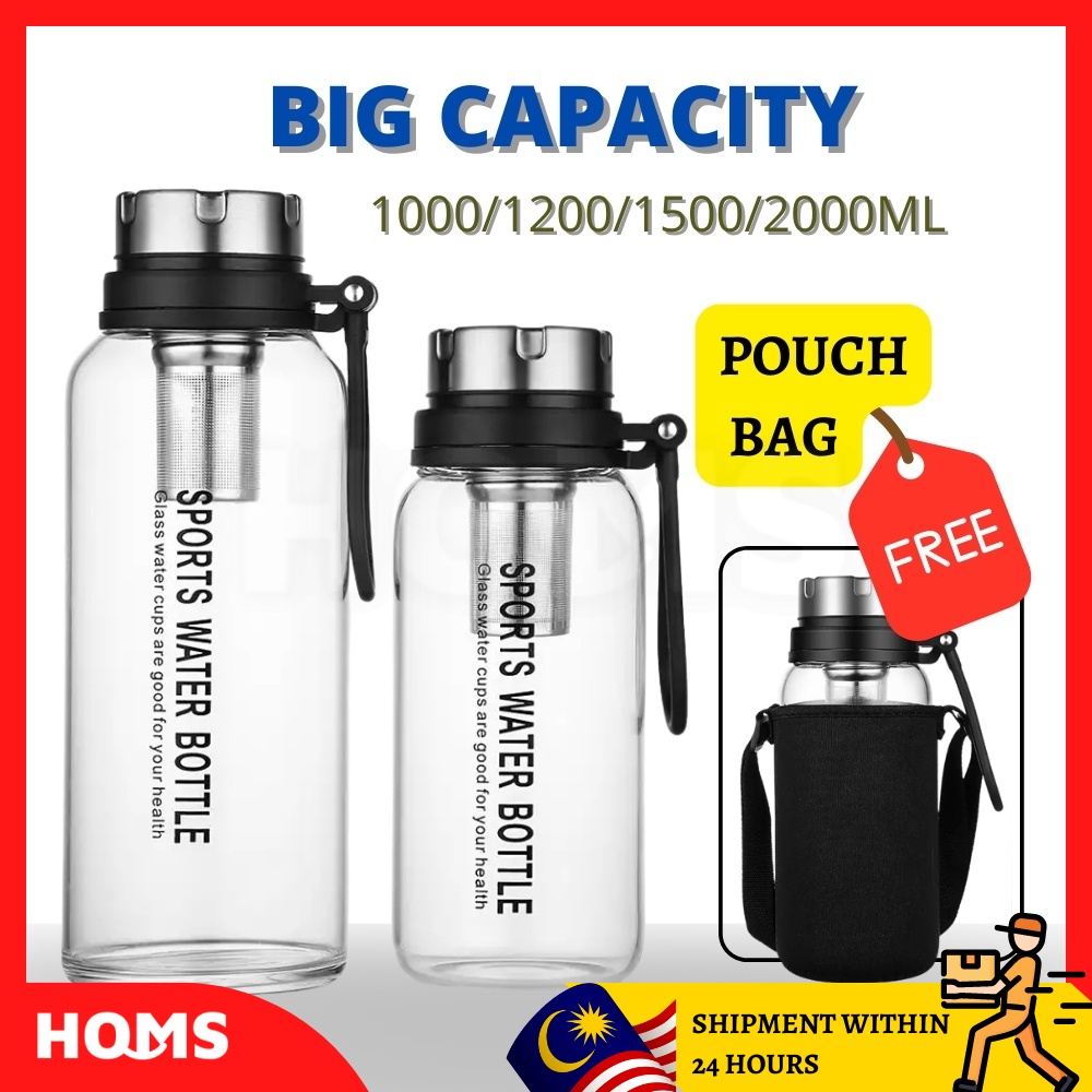 HOMS 10002000ML Borosilicate Glass Bottle Big Capacity Water Bottles Heat Resistant Drinking