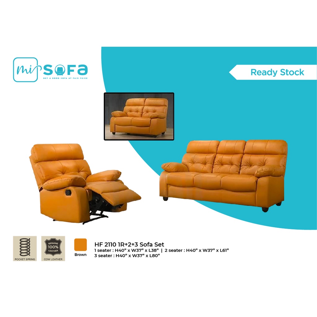 Recliner leather sofa set! Kulit Sofa set! GOOD QUALITY!COW LEATHER