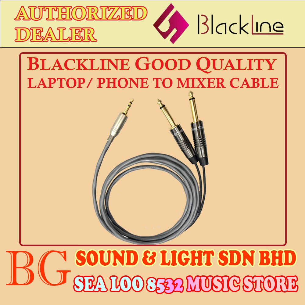 BLACKLINE LAPTOP CABLE /PHONE TO MIXER CABLE (3.5MM MINI STEREO TO 2 6