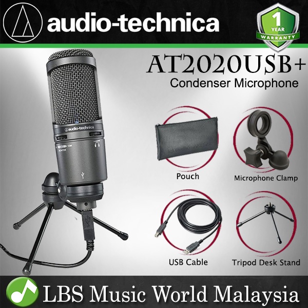 Audio Technica AT2020USB+ Cardioid Condenser Medium Diaphragm USB Mic Microphone (AT2020