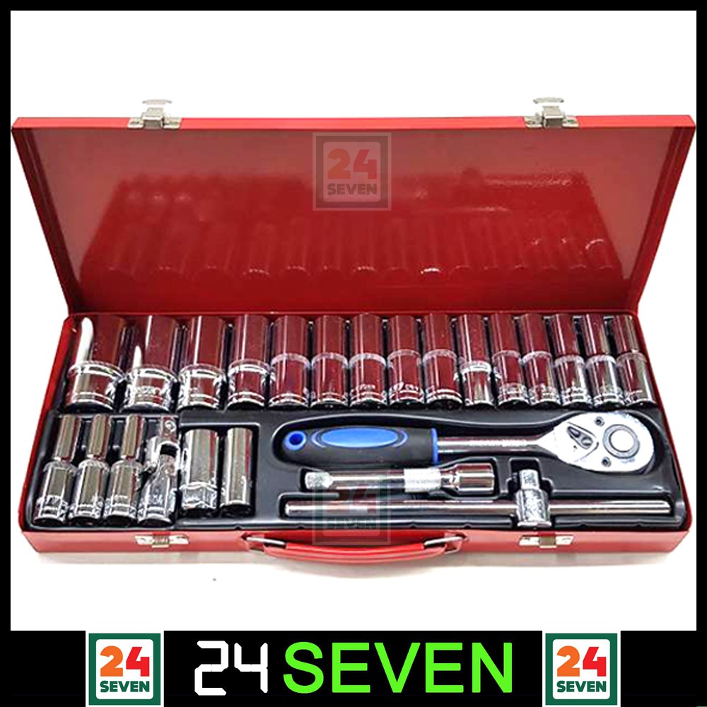 TWENTYFOURSEVEN 24pcs 1/2" Dr Deep Socket Wrench Long Socket Ratchet