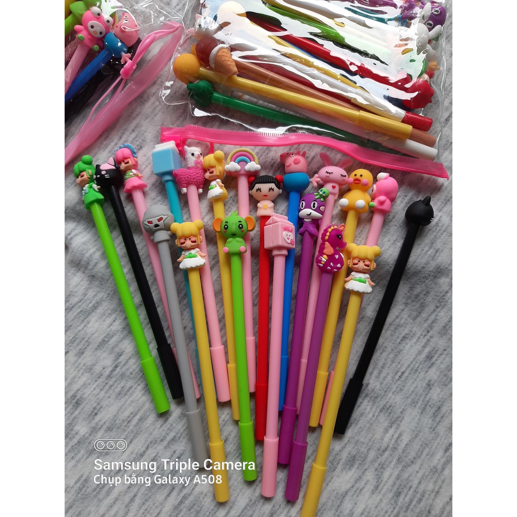 Set Of 20 Cute Ballpoint Pens, Funny Pattern Water Pens (With Zip Bag