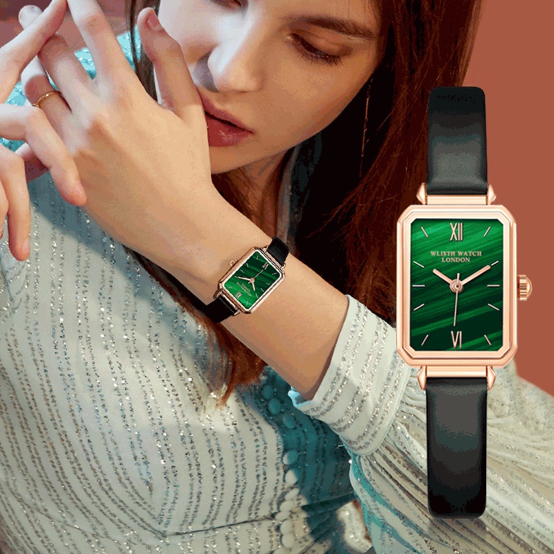 Wallis brand watch Tiktok Kwai live broadcast drainage temperament square small green WATCH