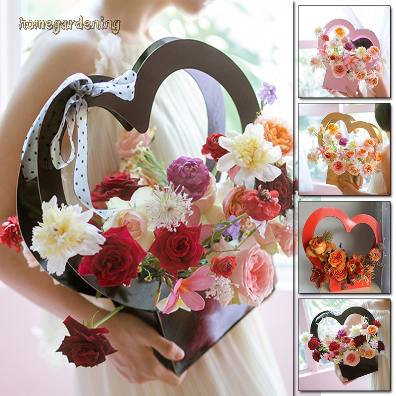 Portable Love Flower Gift Box Paper Basket Wedding Box Valentine'S Day