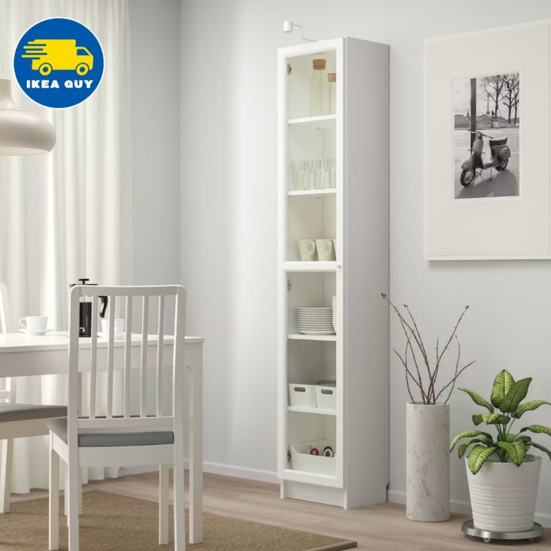 IKEA BILLY Bookcase Glass Kitchen Storage Cupboards Living Room