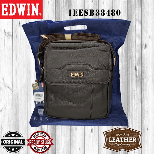 [ EDWIN ] MEN'S GENUINE LEATHER SLING BAG / MEN'S CASUAL SLING BAG