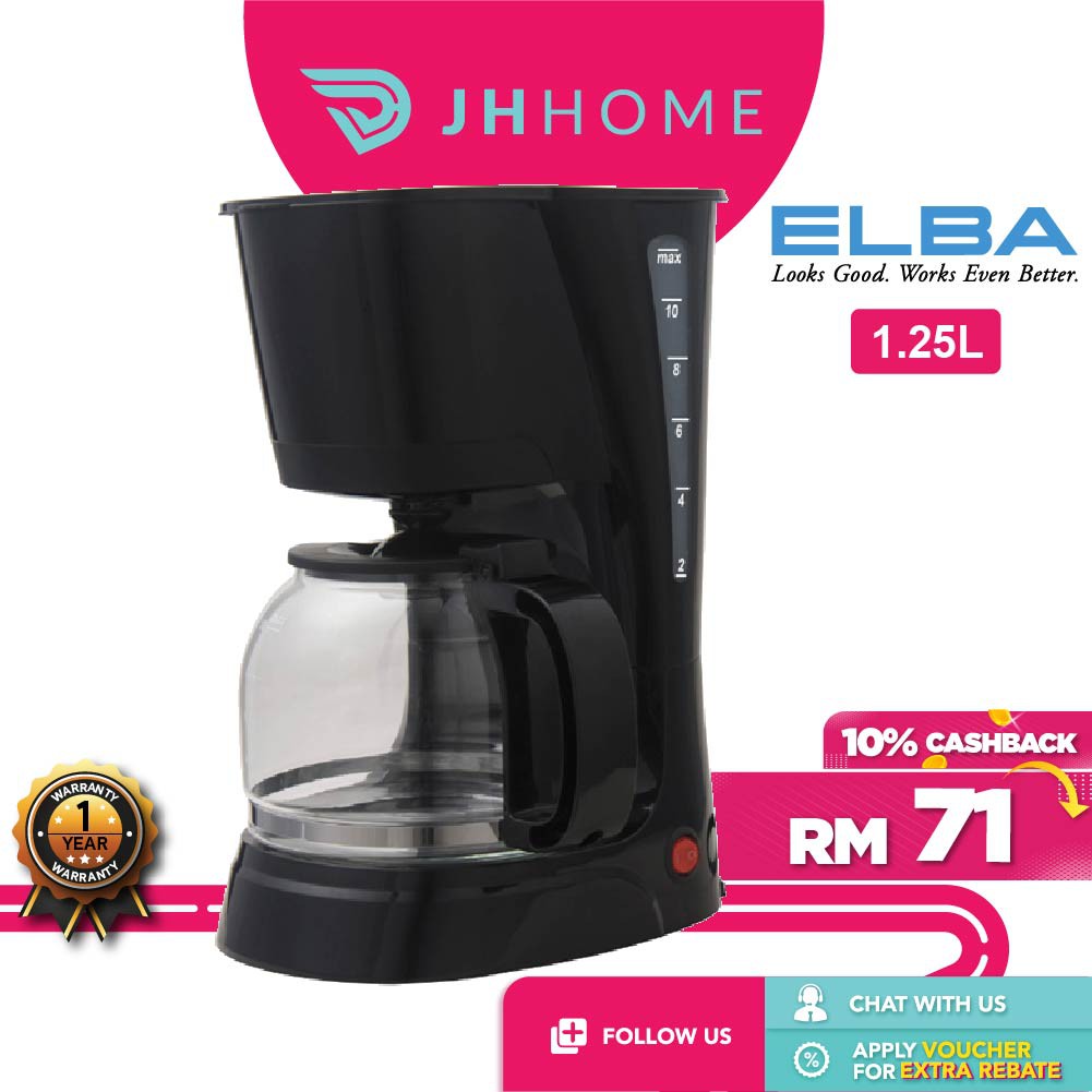 Elba 1.25L ECMD1280(BK) 1.5L Coffee Maker With Keep Warm