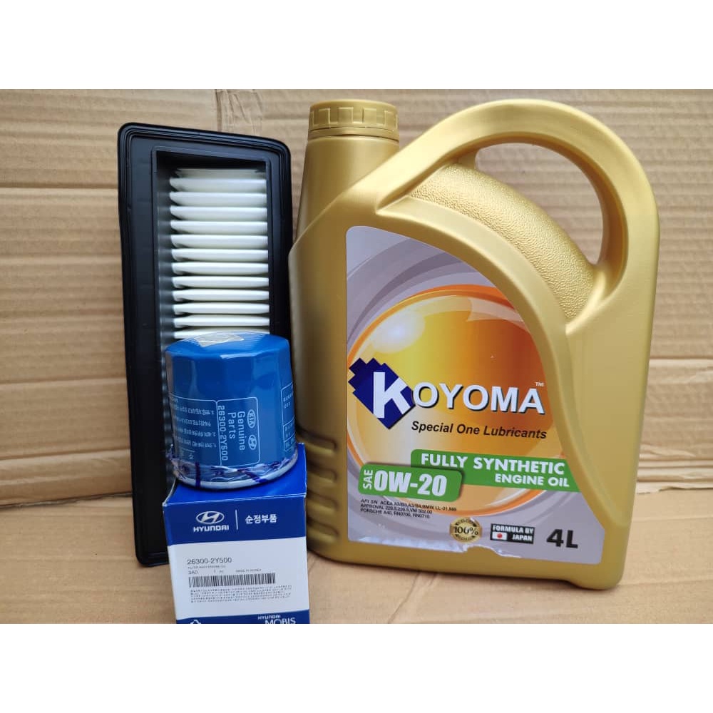 HYUNDAI i10 1.25 OIL FILTER +AIR FILTER + KOYOMA 0W20 FULLY SYNTHETIC