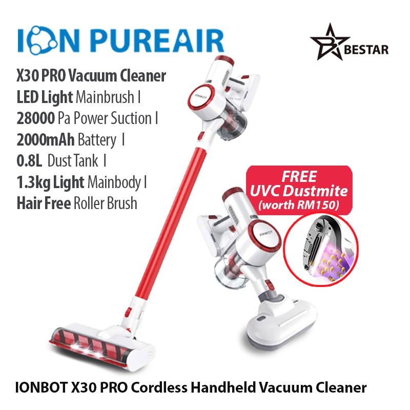 Cordless Wireless Handheld Vacuum Cleaner IONBOT X30 PRO/V10 Power Suction Shopee Malaysia
