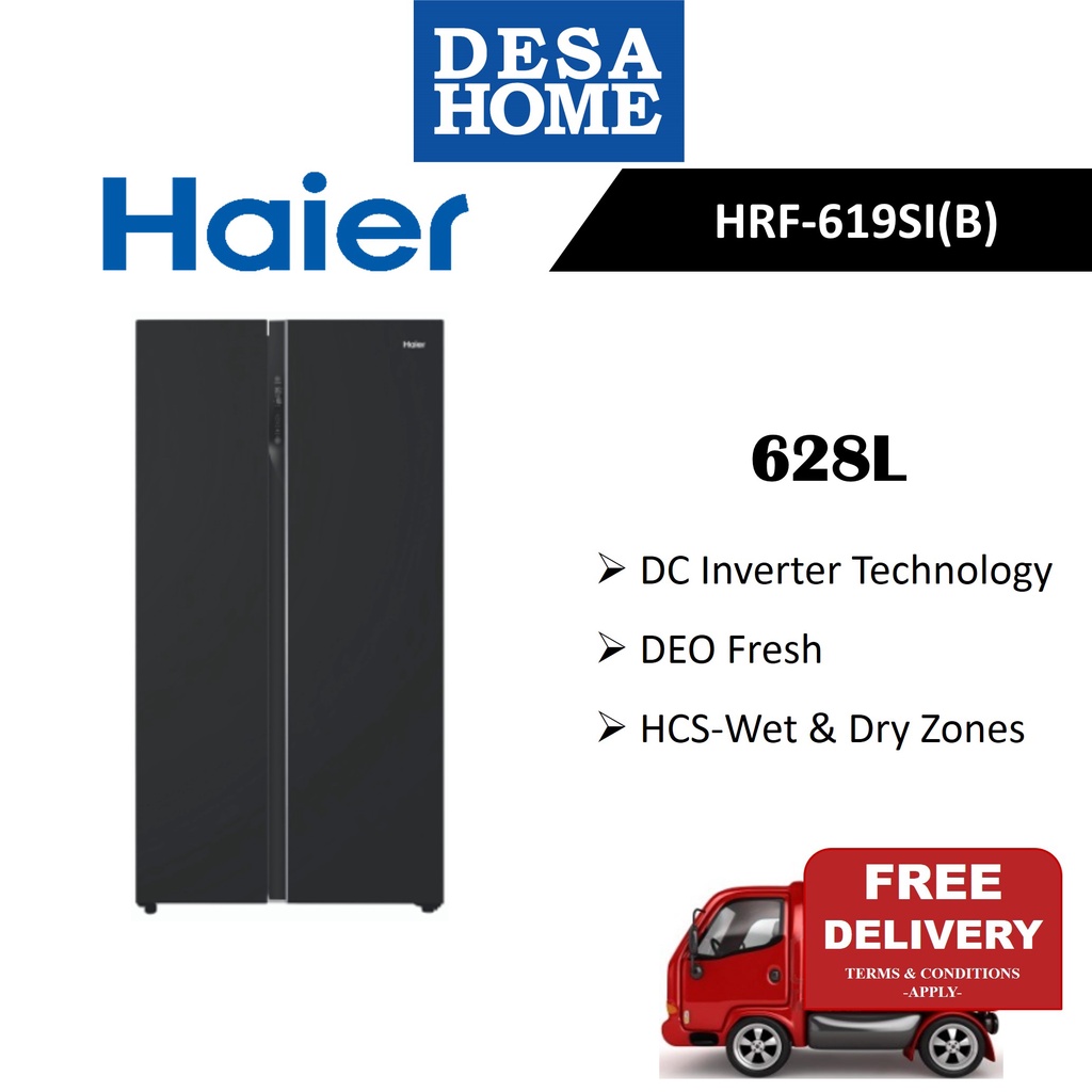 [FREE DELIVERY WITHIN KL] HAIER Side By Side Glass Refrigerator 628L