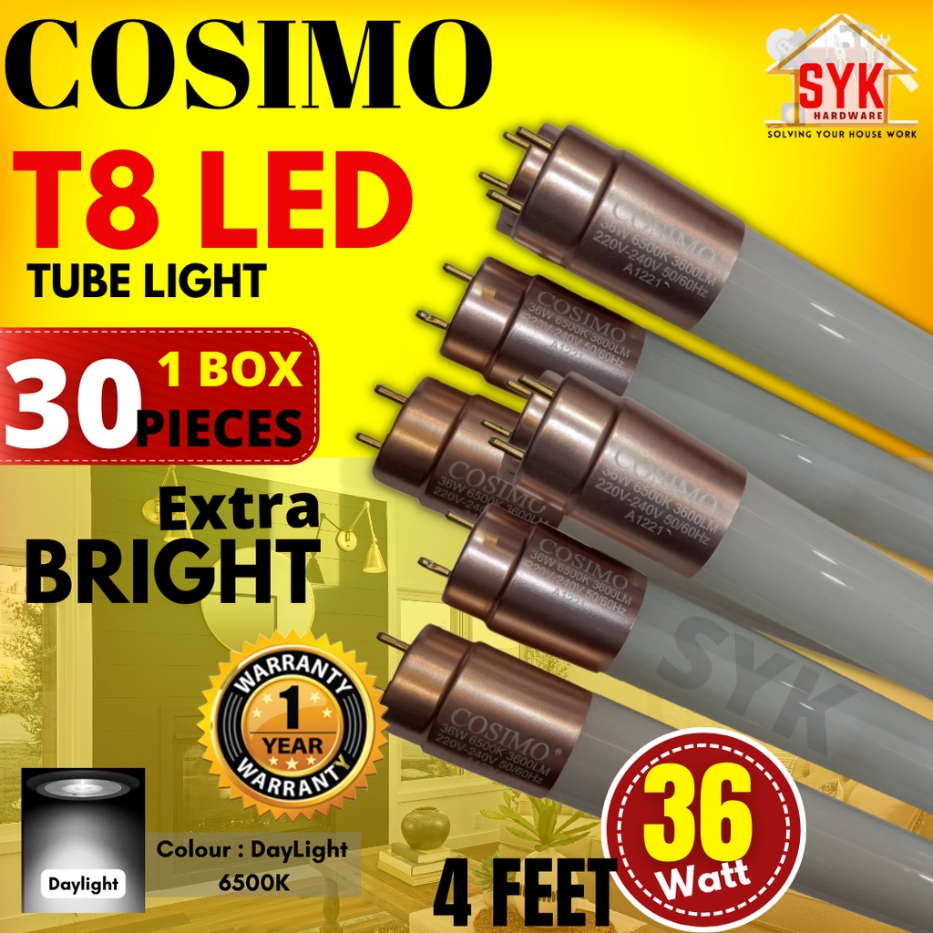 SYK COSIMO 36W 22W T8 Extra Bright 4Ft LED Tube Light Daylight 6500K
