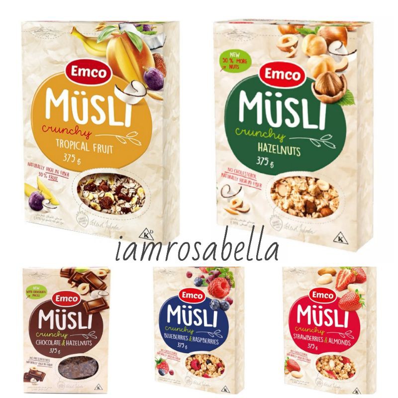EMCO Muesli Crunchy Musli Cereal Breakfast 375g/750g Granola Czech