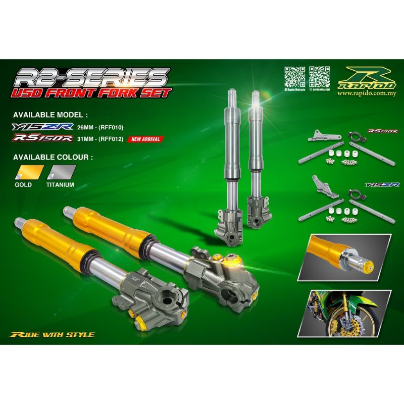 RAPIDO USD FRONT FORK Y15ZR RS150R R2 SERIES UP SIDE DOWN (NEW) TURUN
