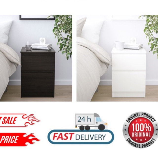 KULLEN Bedside Table 35x40x49cm Side Table Meja sisi Laci sisi Katil