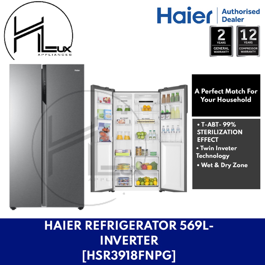 [DM FOR DELIVERY !!!] Haier Side by Side Refrigerator 569L INVERTER [HSR3918FNPG] Shopee Malaysia