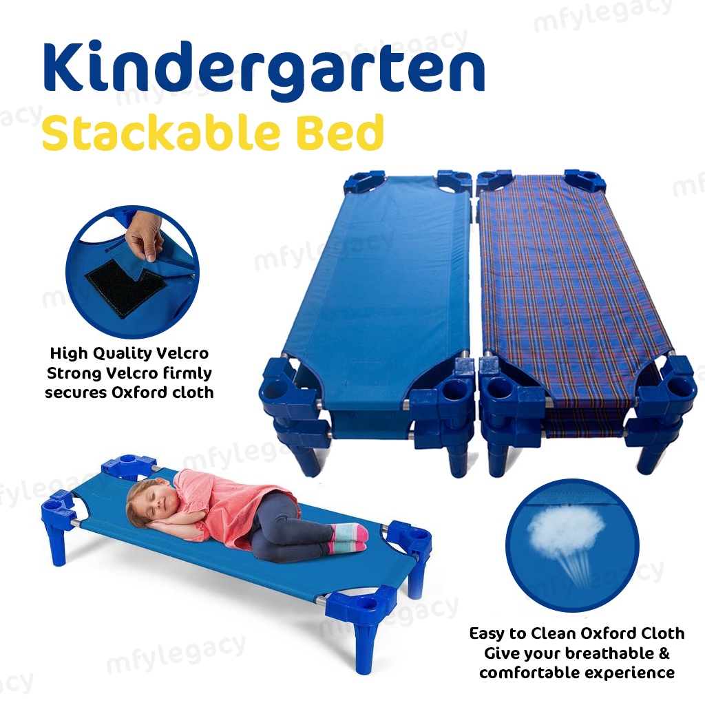 🎀READY STOCK🎀 Kids Kindergarten Stackable Bed Portable Daycare Bed