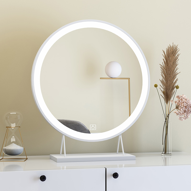 Desktop table top dressing mirror with LED lamp dressing table round