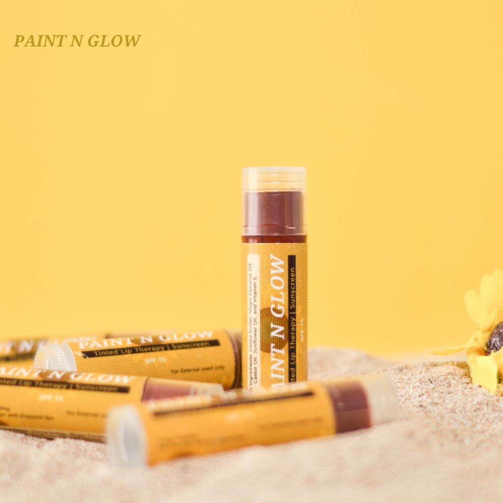 Tinted Lip Therapy Balm SPF 15 Paint N Glow Cosmetics (Lip Balm, Lip Care, Glossy Lip Balm