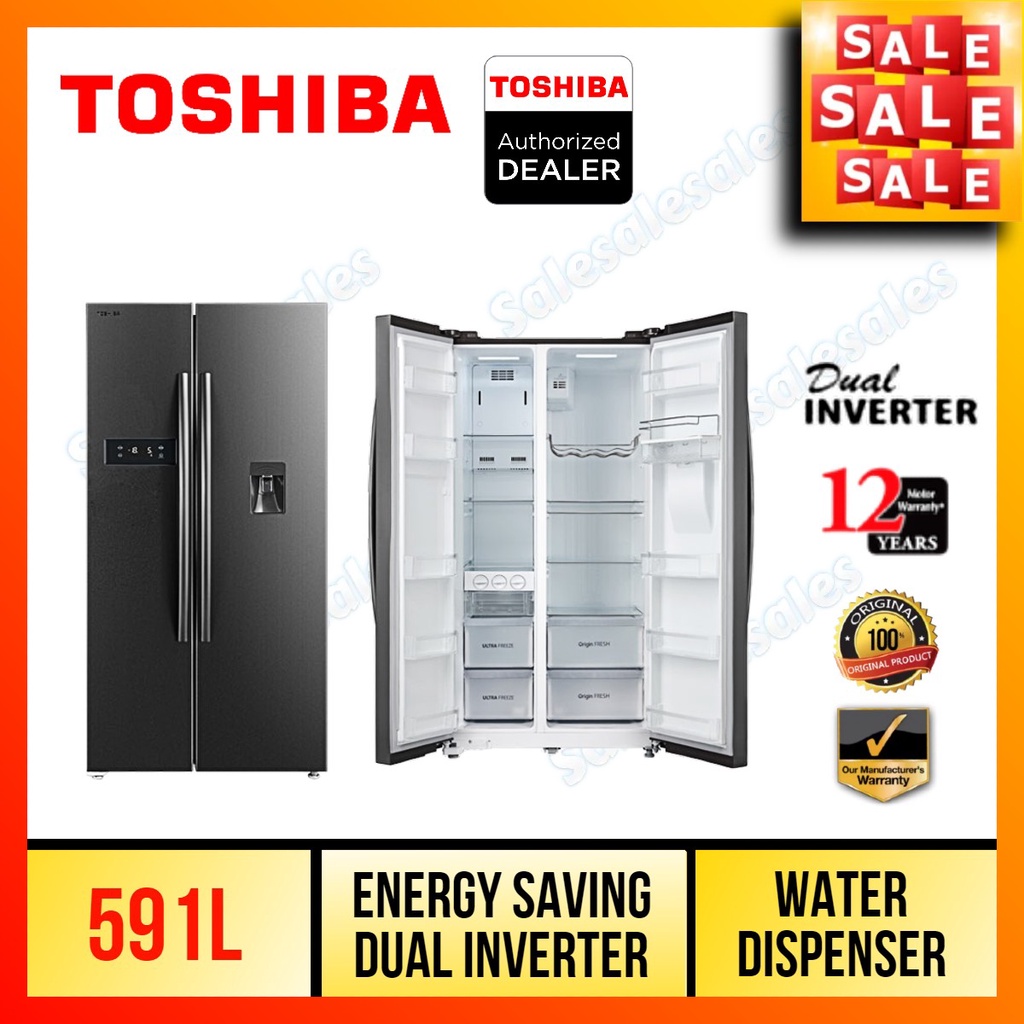 Toshiba 591L INVERTER Sidebyside Refrigerator GRRS682WEPMY Fridge Peti Sejuk Shopee Malaysia