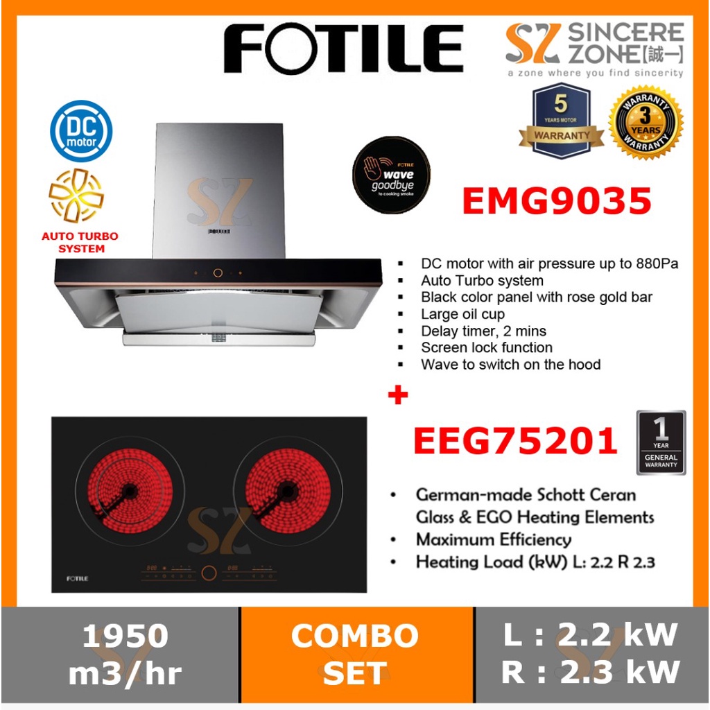Fotile Hood EMG9035 and Electric Hobs EEG75201 with Conceal Ducting