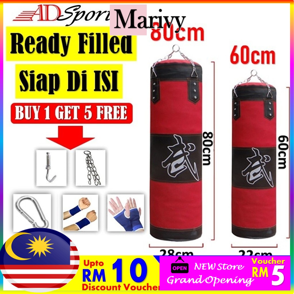 🔥🔥60cm / 80cm Filled Sand Punching Bag / Siap Diisi Sandbag Training