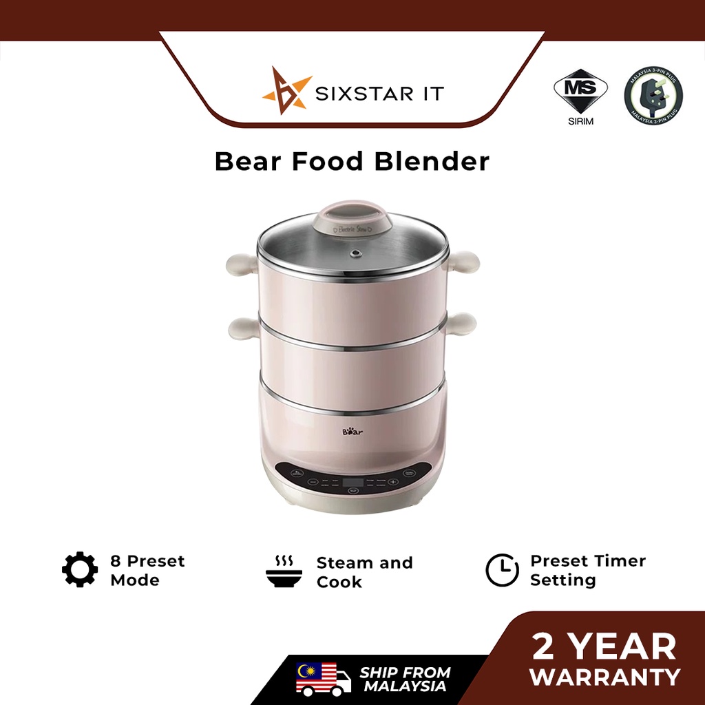 Bear Electric Food Steamer Multifunctional Preset Timer Setting (4 L