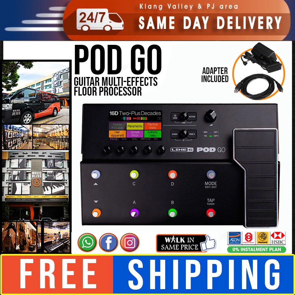 Line 6 POD Go Guitar Multieffects Floor Processor with Gator GMULTIFX