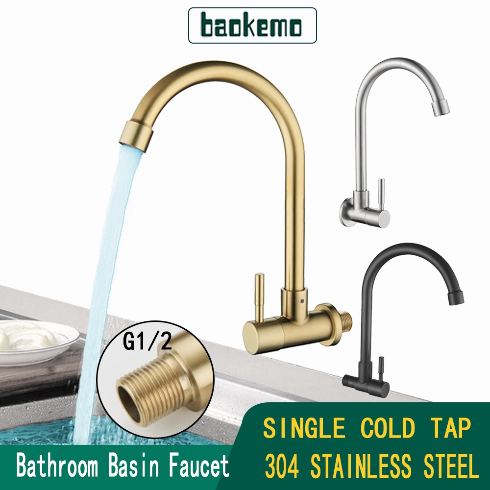 304 stainless steel kitchen faucet into the wall mounted a single cold