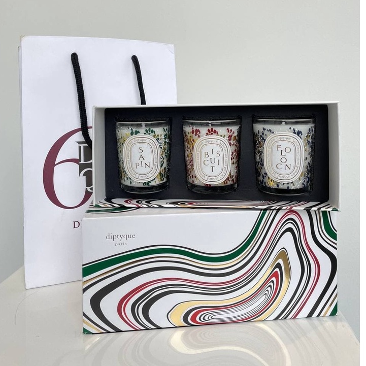 CNY SALE_ORIGINAL_DIPTYQUE CANDLE SET 3IN1 (SAPIN,BISCUIT,FOLOCN) WITH