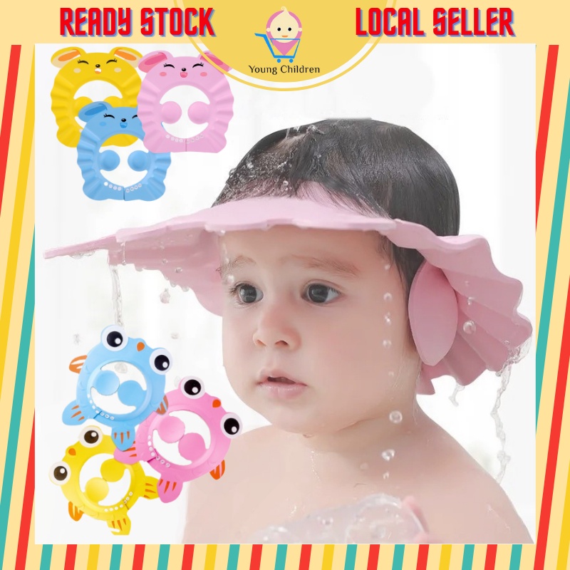Baby Shower Cap Bathing Protect Safe Adjustable Soft Hat Bath Head