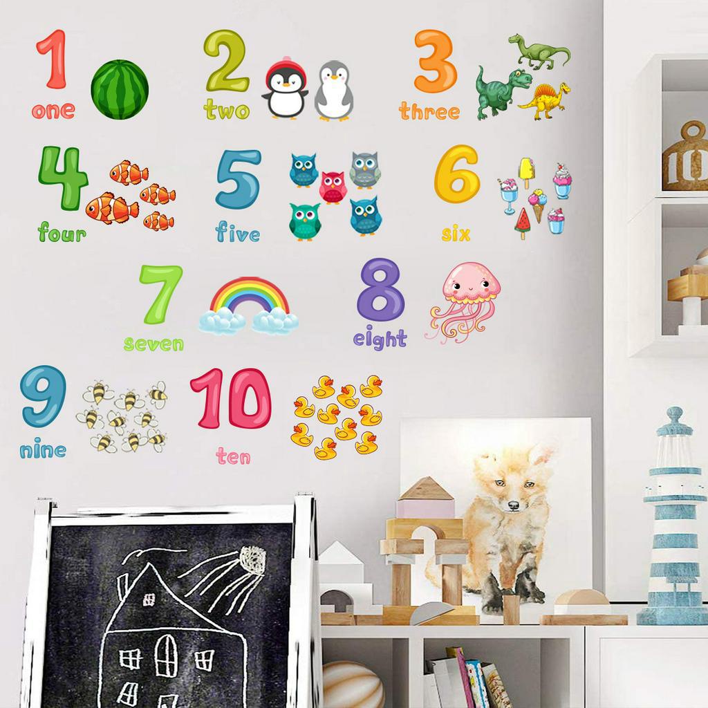 ABC 123 Large Number Wall Decals Stickers Educational Learning Wall