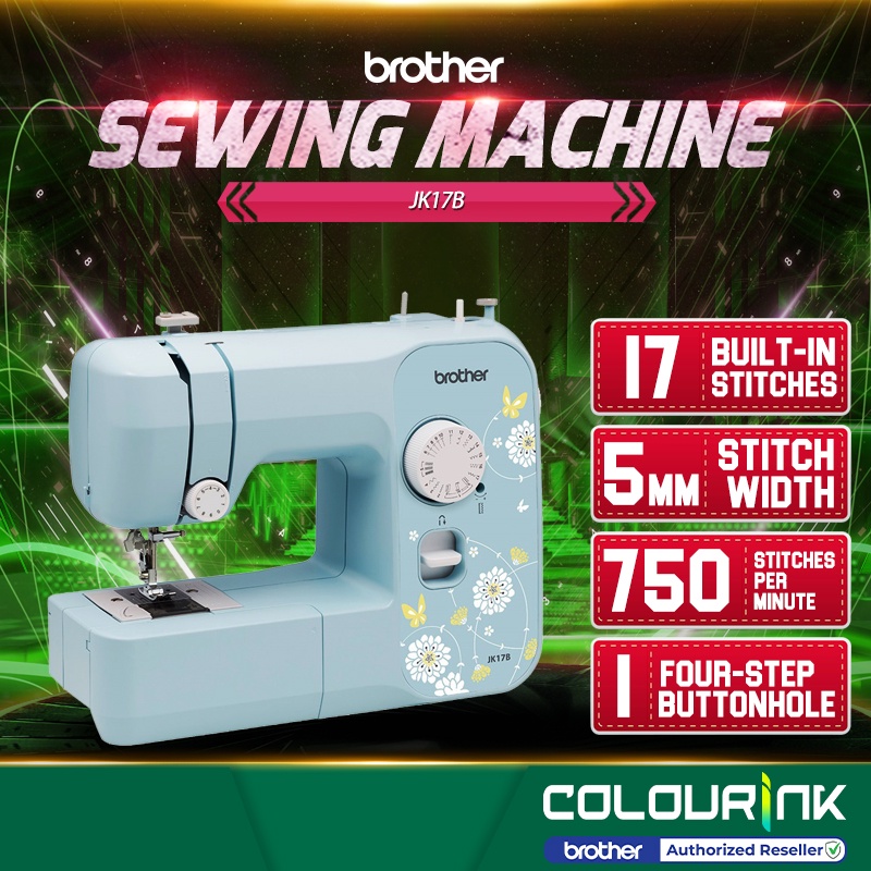 Brother JK17B Sewing Machine Buildin Snitches 4 Step Buttonhole 750 spm 5mm Stitch Width LED