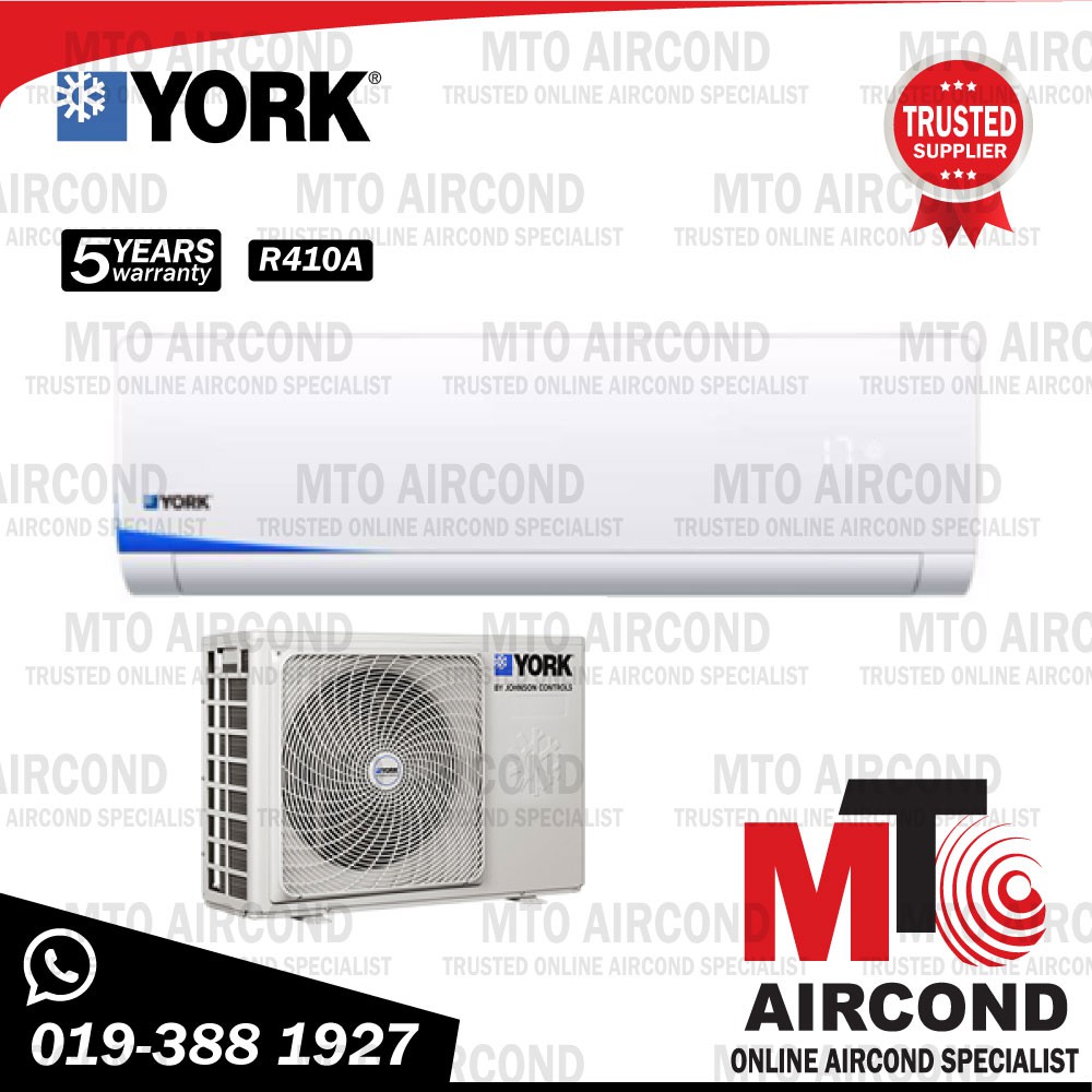 York 2.5 HP Non Inverter Aircond YWM3F25CASW / YSL3F25AAS (R410A