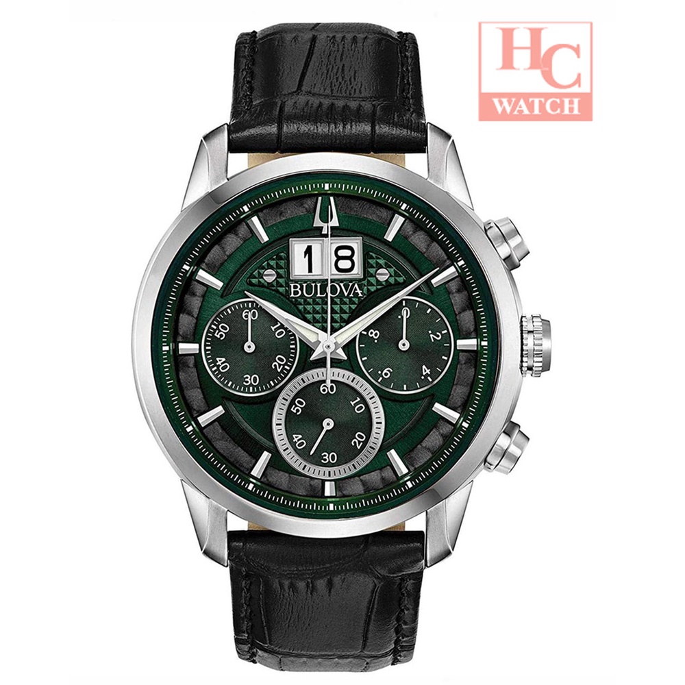 (FREE SHIPPING)BULOVA 96B310 Sutton Chronograph Quartz Green Dial Men's