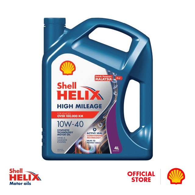 Shell Helix High Mileage 10W40 Semi Synthetic Engine Oil (4L) Shopee