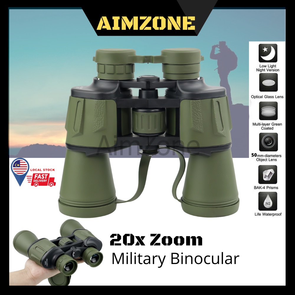 AimZone High Power Military Binocular Teropong Tentera 20x Zoom Jarak